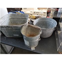 3 GALVANIZED METAL TINS