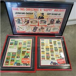 2 FRAMED LICENSE PLATE ADVERTS AND GIFT ROUNDUP