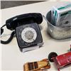 Image 2 : GALVANIZED PAIL, METAL TOY CARS AND ROTARY PHONE