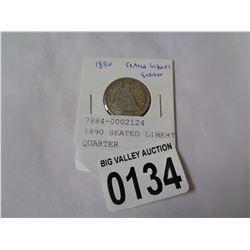 1890 SEATED LIBERTY SILVER QUARTER