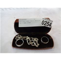 925 ITALY MENS CHAIN BRACELET AND 2 MENS RINGS