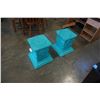Image 1 : 2 BLUE DOLPHIN GLASSTOP END TABLES