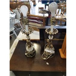 PAIR OF BRASS AND MARBLE FIGURAL TABLE LAMPS