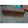 Image 2 : VINTAGE WOOD LEATHER AND METAL BOUND TRUCK