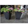 Image 2 : PAIR OF 24 INCH PLANTERS WITH FLOWERS, POTS ARE REUSABLE