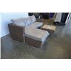 Image 3 : BRAND NEW PATIO FLARE OUTDOOR SECTIONAL WITH MOVABLE OTTOMAN, CLIPS TO SECURE, AND GLASS TOP COFFEE 