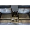 Image 2 : AS NEW BLACK LEATHER HOME ELEGACE POWER RECLINING LOVE SEAT W/ POWER HEADRESTS AND USB CHARGING - RE