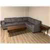 Image 2 : FLOOR MODEL 4 PIECE MODULAR GREY FABRIC SECTIONAL SOFA W/ 4 DECORATIVE THROW PILLOWS - RETAIL $2499