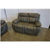 Image 2 : BRAND NEW HUDSON GREY STITCHED LEATHER POWER RECLINING SOFA W/ FLIP DOWN CONSOLE AND LOVE SEAT - RET