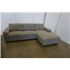 Image 1 : BRAND NEW GREY FABRIC 2 PIECE SOLID WOOD CONSTRUCTION SECTIONAL SOFA - RETAIL $1699