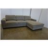 Image 2 : BRAND NEW GREY FABRIC 2 PIECE SOLID WOOD CONSTRUCTION SECTIONAL SOFA - RETAIL $1699