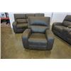 Image 2 : BRAND NEW PERTH GREY FABRIC 3 PIECE RECLINING SOFA SET LOVESEAT W/ CONSOLE - RETAIL $3099