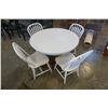 Image 2 : ROUND PAINTED WHITE TABLE W/ 4 CHAIRS