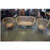 Image 1 : WICKER LOVE SEAT AND 2 CHAIRS