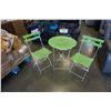 Image 1 : 3 PIECE GREEN AND METAL FOLDING BISTRO SET