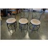 Image 2 : 3 METAL SWIVEL BAR STOOLS W/ MICROFIBER SEATS