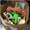 Image 1 : BOX OF TOYS VINTAGE VEHICLES AND FOAM DART GUN