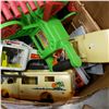 Image 3 : BOX OF TOYS VINTAGE VEHICLES AND FOAM DART GUN