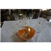 Image 1 : CRYSTAL PITCHER, 6 WINE GLASSES, AND FIRE KING BOWL