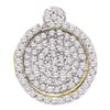 Image 1 : 10kt Yellow Gold Round Pave-set Diamond Circle Frame Cluster Pendant 1/3 Cttw