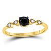 Image 1 : 10kt Yellow Gold Round Black Color Enhanced Diamond Solitaire Bridal Wedding Engagement Ring 1/3 Ctt