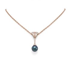 1.5 ctw Diamond & Pearl Necklace 18K Rose Gold