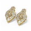Image 3 : 4.14 ctw Diamond & Pearl Earrings 18K Yellow Gold