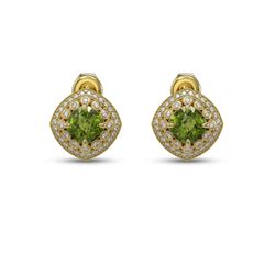 4.39 ctw Tourmaline & Diamond Victorian Earrings 14K Yellow Gold