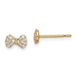 14k Cubic Zirconia Bow Post Earrings - 36 mm