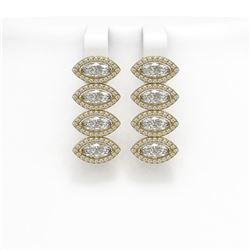 5.33 ctw Marquise Cut Diamond Micro Pave Earrings 18K Yellow Gold