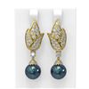 Image 1 : 3.62 ctw Diamond & Pearl Earrings 18K Yellow Gold