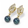 Image 3 : 3.62 ctw Diamond & Pearl Earrings 18K Yellow Gold