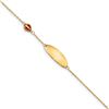 Image 1 : 14k Yellow Gold & Enamel Ladybug & Plate w/ .5in ext. Bracelet