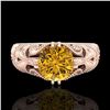 Image 2 : 1 ctw Intense Fancy Yellow Diamond Art Deco Ring 18k Rose Gold