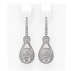 4.09 ctw Pear Diamond Earrings 18K White Gold