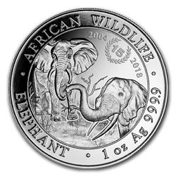 2018 Somalia 1 oz Silver Elephant 15th Anniversary Jubilee BU
