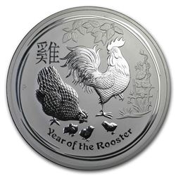 2017 Australia 1 kilo Silver Lunar Rooster (Abrasions)