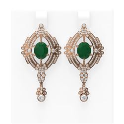 11.24 ctw Emerald & Diamond Earrings 18K Rose Gold