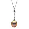 Image 1 : Metallic Pink-Peach Freshwater Drop-Shape Pearl Icicle Pendant, 11.0-12.0mm