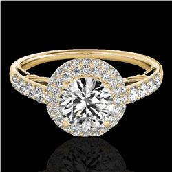 1.65 ctw Certified Diamond Solitaire Halo Ring 10k Yellow Gold