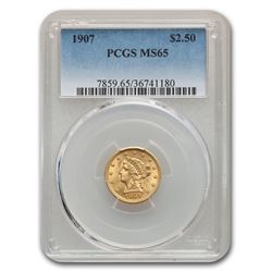 1907 $2.50 Liberty Gold Quarter Eagle MS-65 PCGS