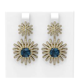 6.5 ctw London Topaz & Diamond Earrings 18K Yellow Gold