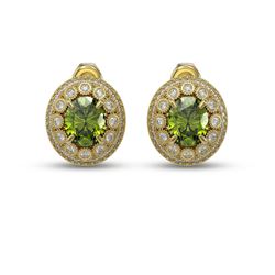 8.04 ctw Tourmaline & Diamond Victorian Earrings 14K Yellow Gold