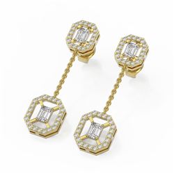 2 ctw Diamond Designer Earrings 18K Yellow Gold