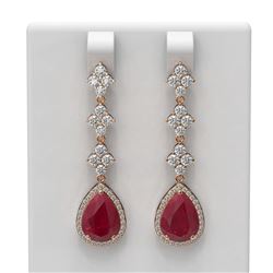 9.82 ctw Ruby & Diamond Earrings 18K Rose Gold