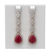 Image 1 : 9.82 ctw Ruby & Diamond Earrings 18K Rose Gold