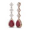 Image 2 : 9.82 ctw Ruby & Diamond Earrings 18K Rose Gold