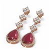 Image 3 : 9.82 ctw Ruby & Diamond Earrings 18K Rose Gold