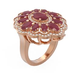 8.61 ctw Ruby & Diamond Ring 18K Rose Gold