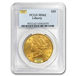 $20 Liberty Gold Double Eagle MS-62 PCGS (Random)